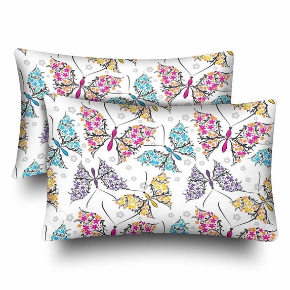 MKHERT Beautiful Butterflies Pillowcase Pillow Protector Cushion Cover 20x30 inch,Set of 2