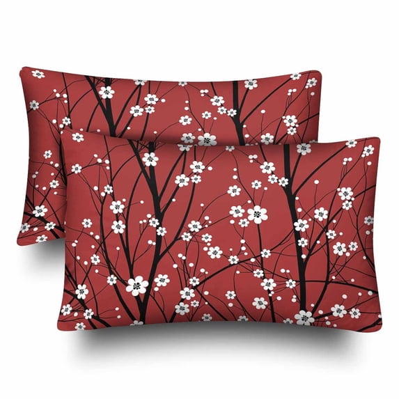 MKHERT Beautiful Cherry Tree Pillowcase Pillow Protector Cushion Cover 20x30 inch,Set of 2