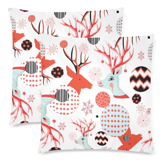 MKHERT Beautiful Deer And Snowflakes Pillowcase Pillow Protector Cushion Cover 18x18 inch,Set of 2