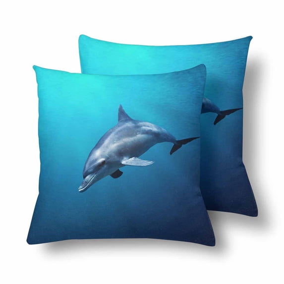 MKHERT Beautiful Dolphin Throw Pillowcase Pillow Cover Cushion Couver 18x18 inch, Set of 2