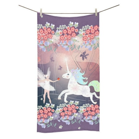 MKHERT Beautiful Fairy And White Unicorn Bath Towel Shower Towel Wash Cloth Face Towels 16x28 Inches