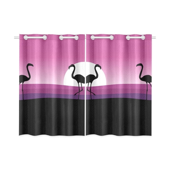 MKHERT Beautiful Flamingo Window Curtain Kitchen Curtains Window Treatments 26x39 inch,Set of 2