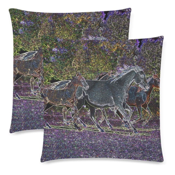 MKHERT Beautiful Horses Throw Pillowcase Pillow Cover Cushion Couver 18x18 inch, Set of 2