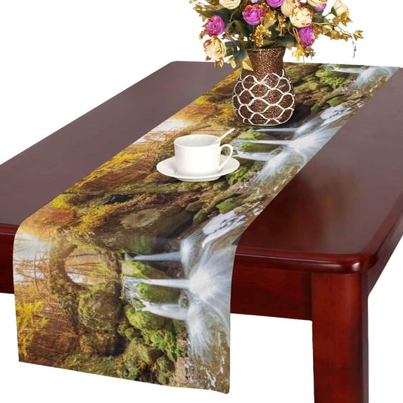 MKHERT Beautiful Landscape Waterfalls in Mullerthal Region in Luxembourg Table Runner Home Decor for Home Kitchen Dining Wedding Party 16x72 Inch
