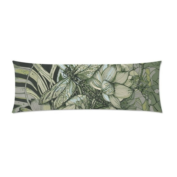 MKHERT Beautiful Lotuses And Dragonfly Body Pillow Pillowcase Pillow Protector Cushion Cover 20x60 Inch