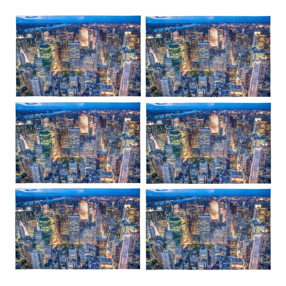 MKHERT Beautiful New York City Skyline with Urban Skyscrapers at Sunset Placemats Table Mats for Dining Room Kitchen Table Decoration 12x18 inch,Set of 6