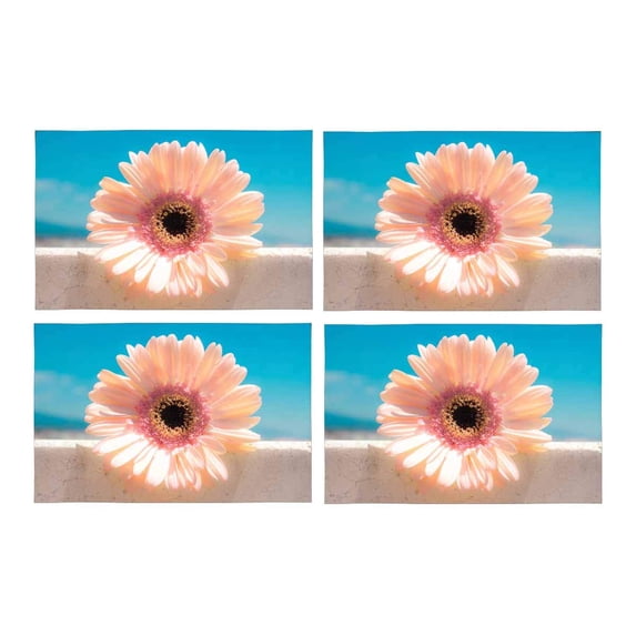 MKHERT Beautiful Pink Daisy Flower Summer Plant Placemats Table Mats for Dining Room Kitchen Table Decoration 12x18 inch,Set of 4