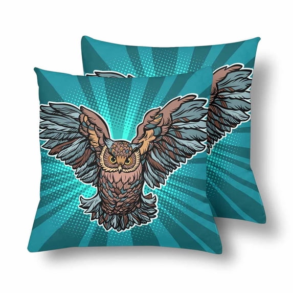 MKHERT Beautiful Realistic Owl Throw Pillowcase Pillow Cover Cushion Couver 18x18 inch, Set of 2