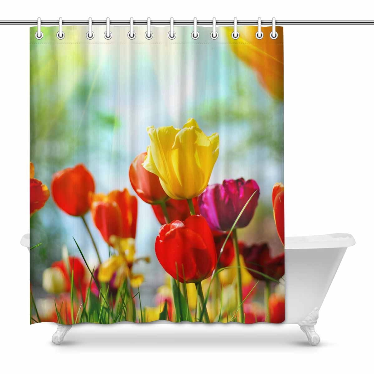 MKHERT Beautiful Tulip Spring Flowers Decor Waterproof Polyester Fabric