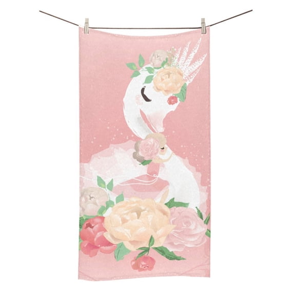 MKHERT Beautiful White Swan With Floral Bath Towel Hand Towel Shower Towel Washcloth 30x56 inch
