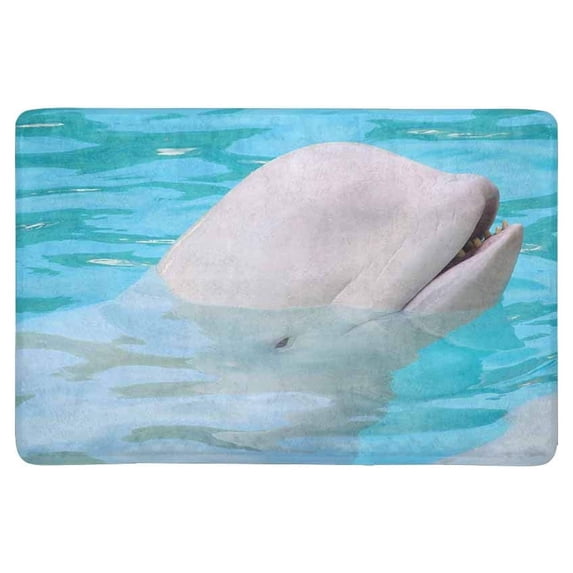 MKHERT Beluga Whale in The Water Funny Animal Doormat Rug Home Decor Floor Mat Bath Mat 23.6x15.7 inch