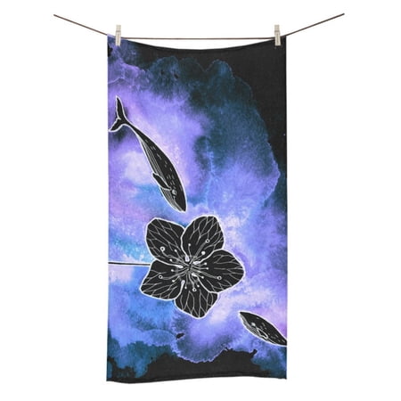 MKHERT Big Flower and Small Whales Bath Towel 30x56 Inches Bathroom Towel Beach Sunbath