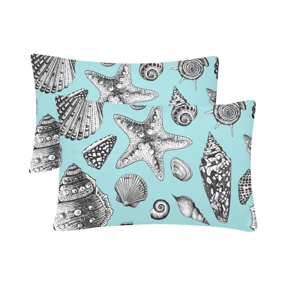 MKHERT Black And White Seashells Pillowcase Pillow Protector Cushion Cover 20x30 inch,Set of 2