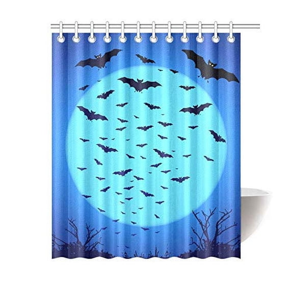 MKHERT Black Bats Polyester Fabric Bathroom Shower Curtain 60x72 inch