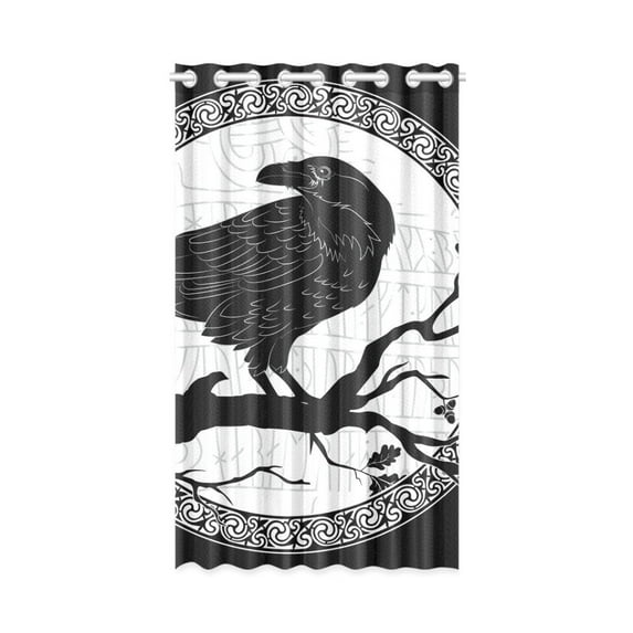 MKHERT Black Crow Window Curtain Living Room,Bedroom Window Drapes 52x84 inch