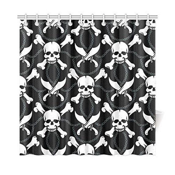 MKHERT Black Skulls Shower Curtain Home Decor Bathroom Shower Curtain 66x72 inch
