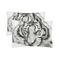 thumbnail image 1 of MKHERT Black White Painted Tiger Pillowcase Pillow Protector Cushion Cover 20x30 inch,Set of 2, 1 of 3