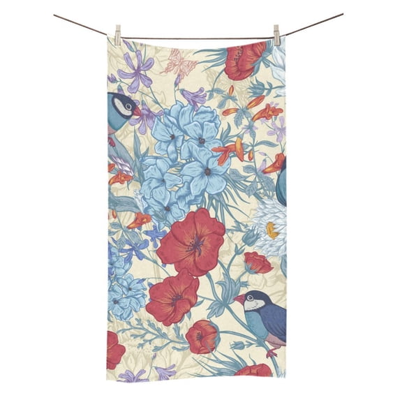 MKHERT Blooming Hydrangea Poppies And Bluebells Lily Bath Towel Shower Towel Wash Cloth Face Towels 16x28 Inches