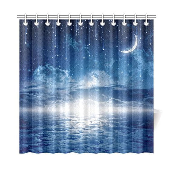 MKHERT Blue Night Sky with Moon Stars Shower Curtain Home Decor Bathroom Shower Curtain 66x72 inch