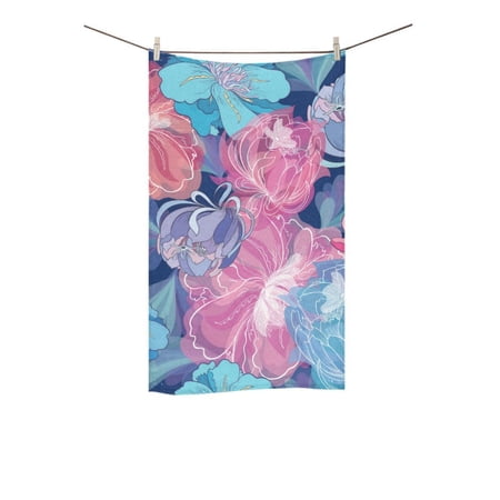 MKHERT Blue Romantic Floral Pattern Bath Towel Shower Towel Wash Cloth Face Towels 16x28 inches