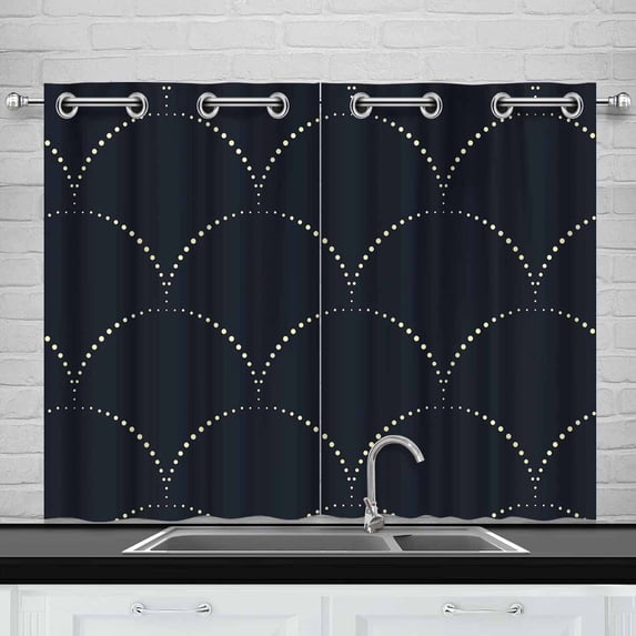 MKHERT Blue Scale Window Curtain Kitchen Curtains Window Treatments 26x39 inch,Set of 2
