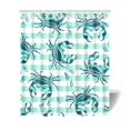thumbnail image 1 of MKHERT Blue White Striped Cute Crabs Polyester Fabric Bathroom Shower Curtain 66x72 inch, 1 of 1