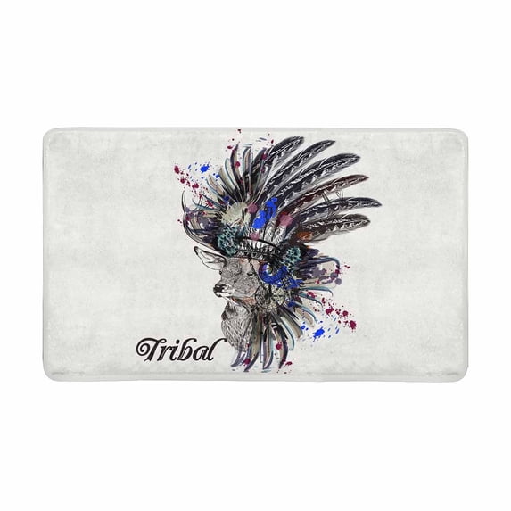 MKHERT Bohemian Boho Fashion Head Dress Deer and Ink Spots Doormat Rug Home Decor Floor Mat Bath Mat 30x18 inch