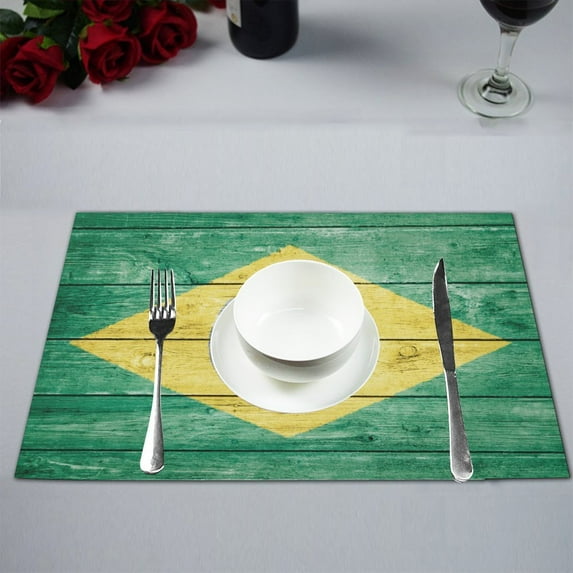 MKHERT Brasil Brazil Brazilian Flag Placemats Table Mats for Dining Room Kitchen Table Decoration 12x18 inch,Set of 4