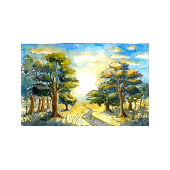 MKHERT Bright Colored Trees Watercolor Painting Poster Oil Canvas Acrylic Placemats Table Mats for Dining Room Kitchen Table Decoration 12x18 inch,Set of 4