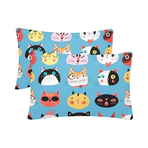 MKHERT Bright Colorful Cat Pillowcase Pillow Protector Cushion Cover 20x30 inch,Set of 2