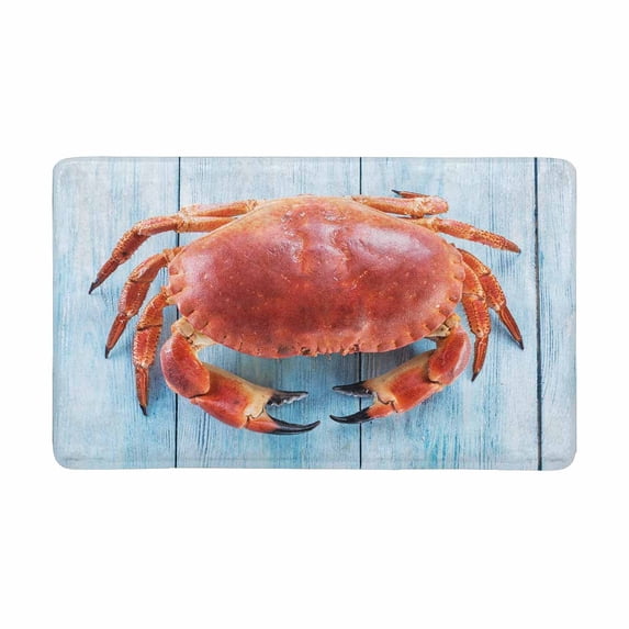 MKHERT Brown Crab on Blue Wooden Table Doormat Rug Home Decor Floor Mat Bath Mat 30x18 inch