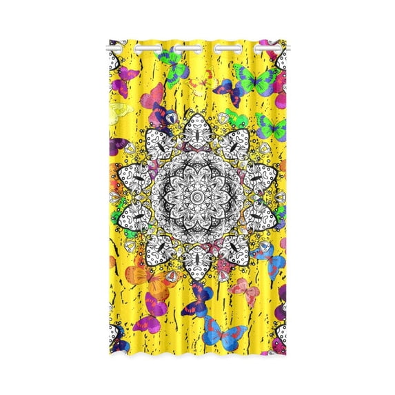MKHERT Butterflies Mandala Window Curtain Living Room,Bedroom Window Drapes 52x84 inch