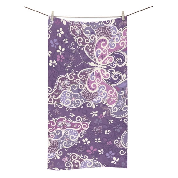 MKHERT Butterflies and Flowers Bath Towel Hand Towel Shower Towel Washcloth 30x56 inch