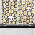 thumbnail image 1 of MKHERT Camomile and Skull Window Curtain Kitchen Curtain 26x39 inch,Two Piece, 1 of 3