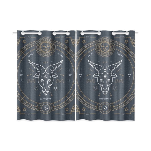 MKHERT Capricorn Zodiac Window Curtains Kitchen Curtain Room Bedroom Drapes Curtains 26x39 inch, 2 Piece