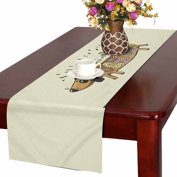 MKHERT Cartoon Dog Lets Walk Together Table Runner For Wedding Party Decoration Kitchen Decor Decoration 14x72 inch