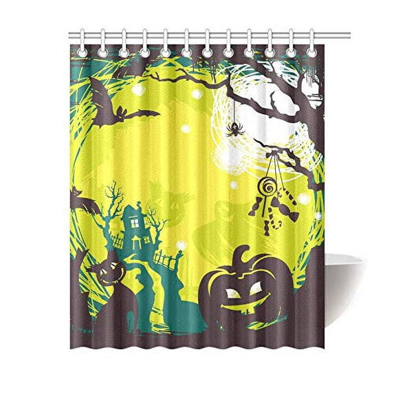 MKHERT Cartoon Halloween Pattern Polyester Fabric Bathroom Shower Curtain 60x72 inch