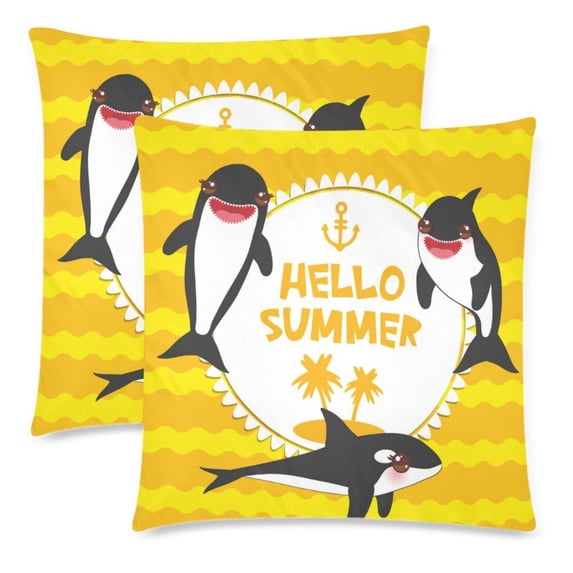 MKHERT Cartoon Marine Life Set Pillowcase Pillow Protector Cushion Cover 18x18 inch,Set of 2