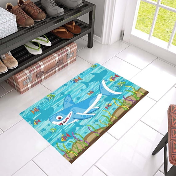 MKHERT Cartoon Shark Doormat Rug Home Decor Floor Mat Bath Mat 23.6x15.7 inch