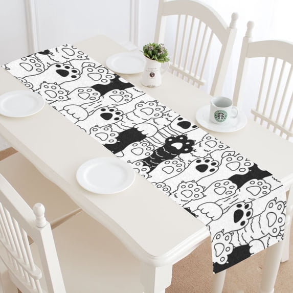 MKHERT Cat Paw Table Runner for Office Kitchen Dining Room Wedding Party 16x72 inch
