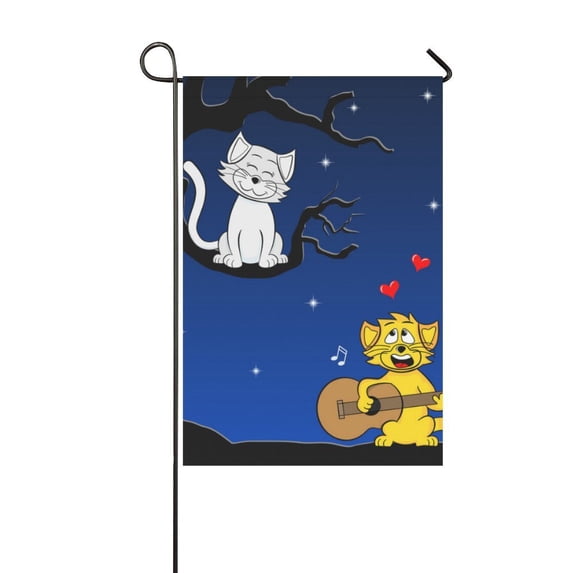 MKHERT Cats Singing Love Songs Valentines Day Garden Flag Banner Decorative Flag for Wedding Party Yard Home Outdoor Decor 12x18 inch