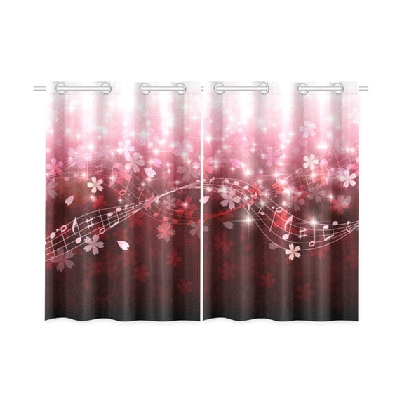 MKHERT Cherry Blossoming Window Curtain Kitchen Curtains Window Treatments 26x39 inch,Set of 2