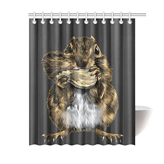 MKHERT Chipmunk Eat Nuts Polyester Fabric Bathroom Shower Curtain 60x72 inch