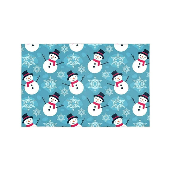 MKHERT Christmas Flat Snowman with Snowflakes Placemats Table Mats for Dining Room Kitchen Table Decoration 12x18 inch,Set of 6