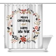 thumbnail image 1 of MKHERT Christmas Greeting Wreath Happy Year Merry Christmas Decor Waterproof Polyester Bathroom Shower Curtain Bath Decorations Hooks 66x72 inch, 1 of 1