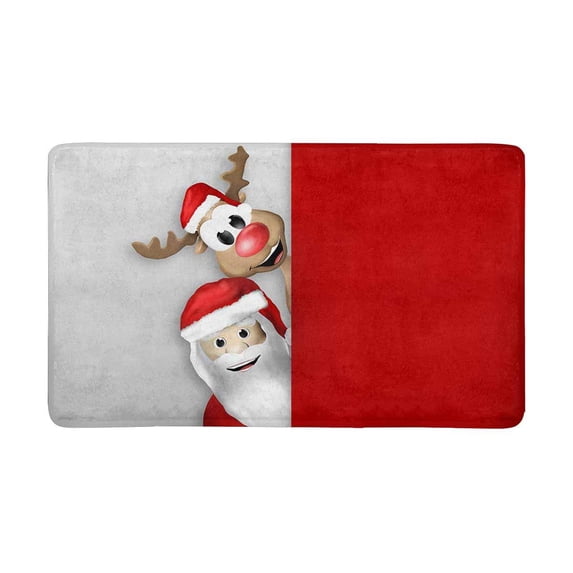 MKHERT Christmas Santa Claus and Reindeer Xmas Year Doormat Rug Home Decor Floor Mat Bath Mat 30x18 inch