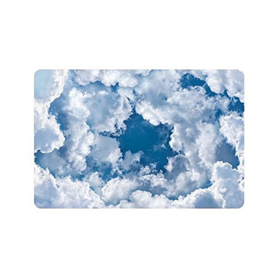 MKHERT Circle White Clouds Layer with Blue Sky Doormat Rug Home Decor Floor Mat Bath Mat 23.6x15.7 inch