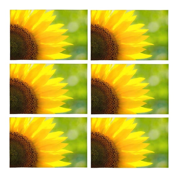 MKHERT Close-Up of Beautiful Sunflower in A Field Placemats Table Mats for Dining Room Kitchen Table Decoration 12x18 inch,Set of 6