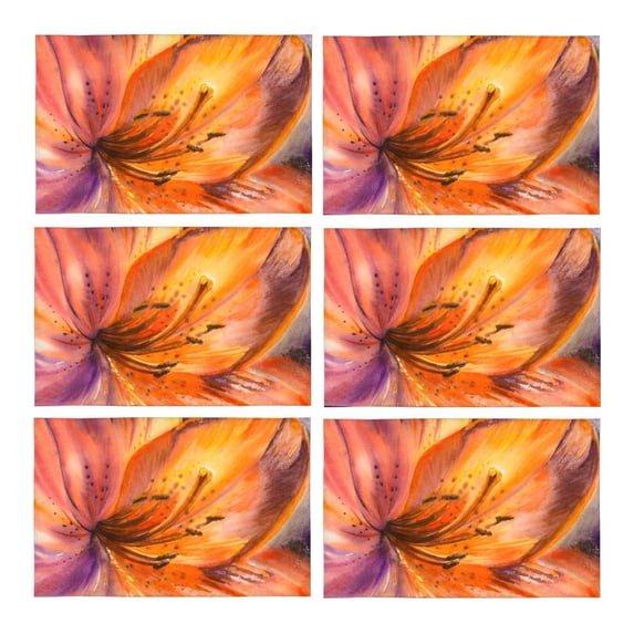 MKHERT Closeup Petals of Orange Lily Flower Painting Placemats Table Mats for Dining Room Kitchen Table Decoration 12x18 inch,Set of 6