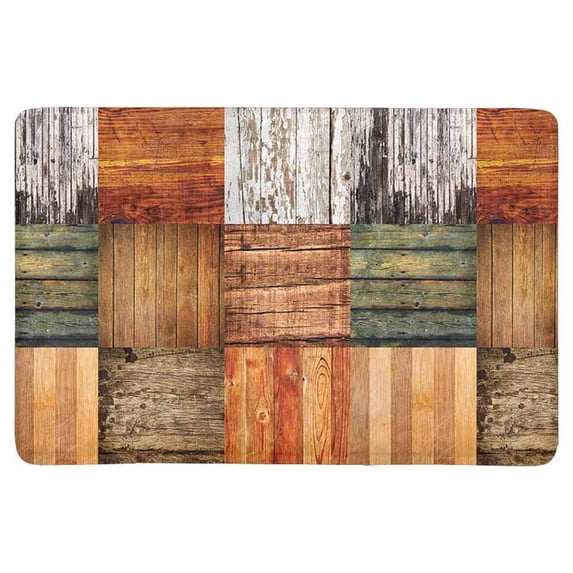 MKHERT Collage of Nine Different Wood Rustic Planks Barn Doormat Rug Home Decor Floor Mat Bath Mat 23.6x15.7 inch